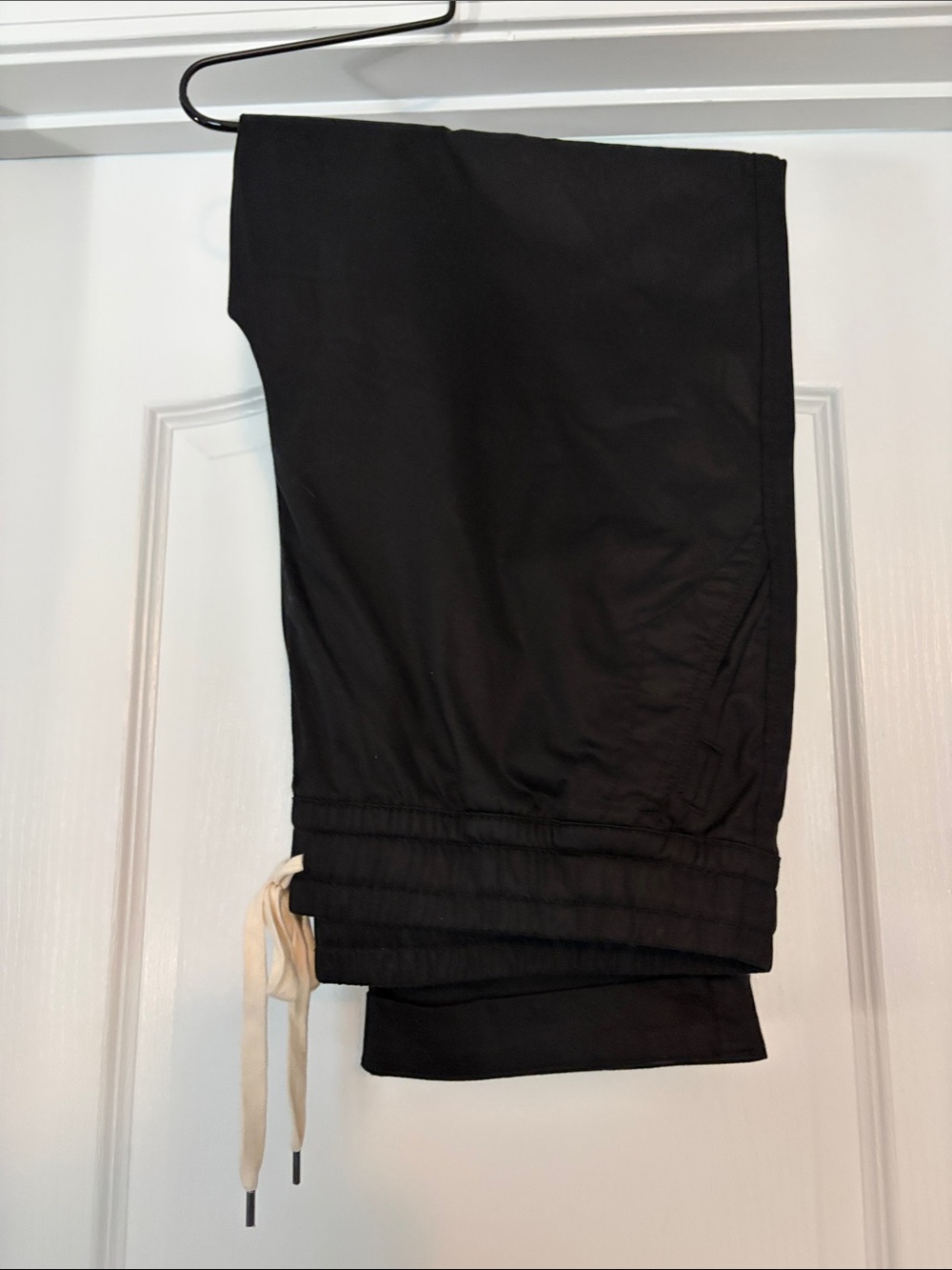 Black Drawstring Pants with Cream Tie